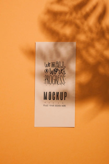 Free Work In Progress Mock-Up And Leaves Shadows Psd