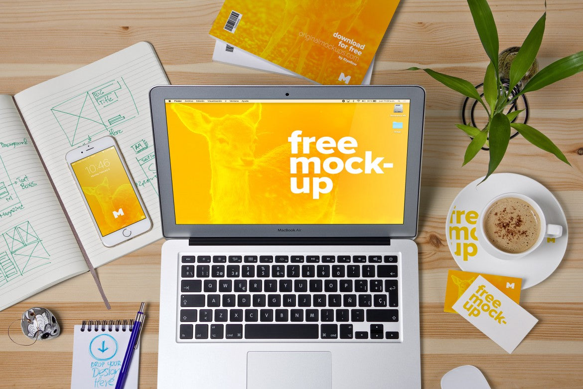 Free Workspace with Macbook Air (Mockup)