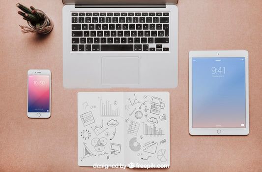 Free Workspace Mockup With Laptop And Tablet Psd