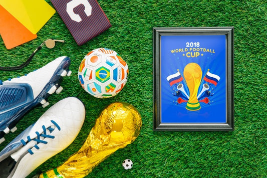 Free World Football Cup Mockup With Frame Psd