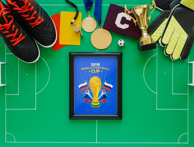 Free World Football Cup Mockup With Frame Psd