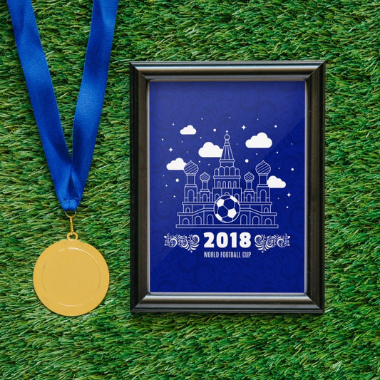 Free World Football Cup Mockup With Frame Psd