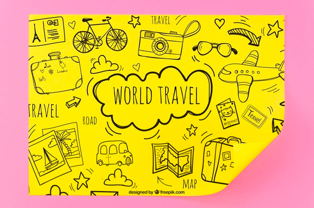 Free World Travel Sketches Mock-Up Psd