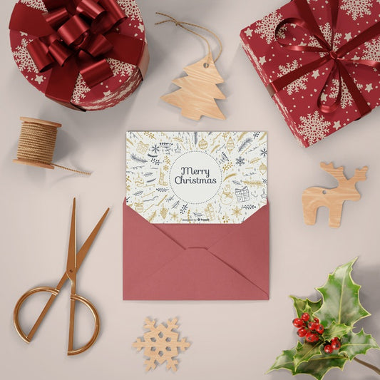 Free Wrapped Gifts And Christmas Card Psd