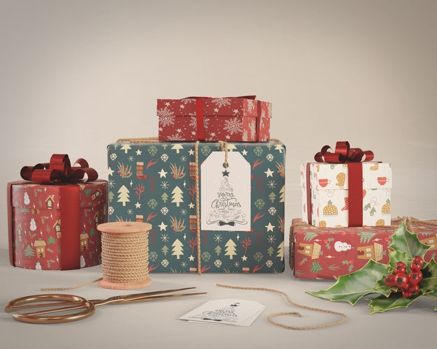 Free Wrapping Gifts Process At Home Mock-Up Psd