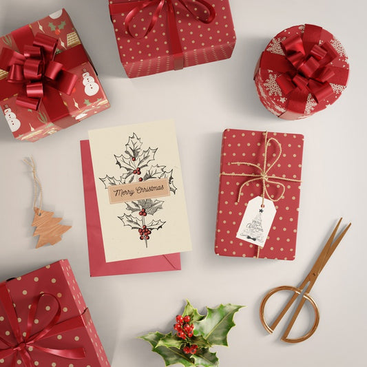 Free Wrapping Gifts Process For Christmas Psd