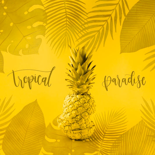 Free Yellow Copyspace Mockup For With Pineapple Psd