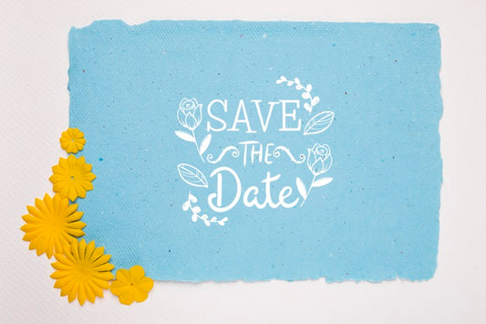 Free Yellow Flowers Save The Date Mock-Up Psd