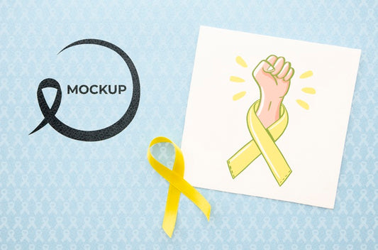 Free Yellow Ribbon Cancer Awareness Mock-Up Psd