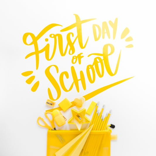 Free Yellow Supplies For First Day Of School Psd