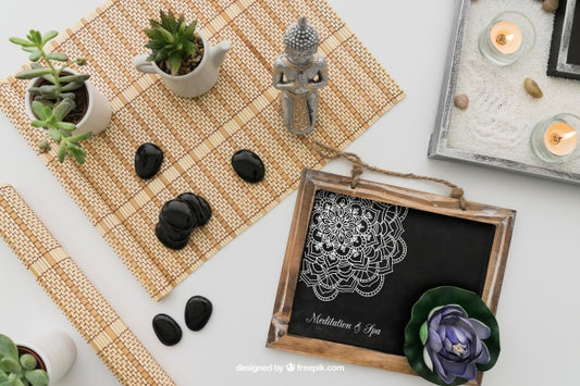 Free Yoga Decoration With Drawing On Chalkboard Psd