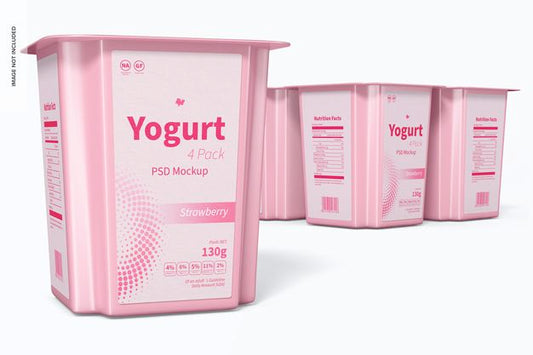 Free Yogurt 4 Pack Mockup Psd