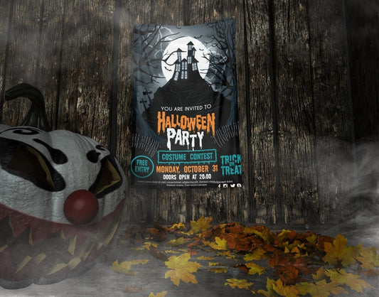 Free You Are Invited To Halloween Party Frame Mock-Up Psd