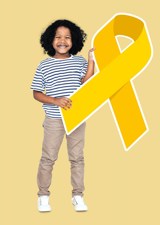 Free Young Boy Holding Gold Ribbon Supporting Childhood Cancer Awareness