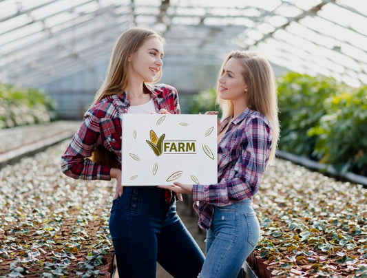 Free Young Girls Holding A Farm Sign Psd