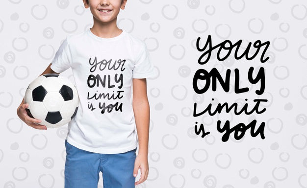 Free Your Only Limit Is You Young Cute Boy Mock-Up Psd