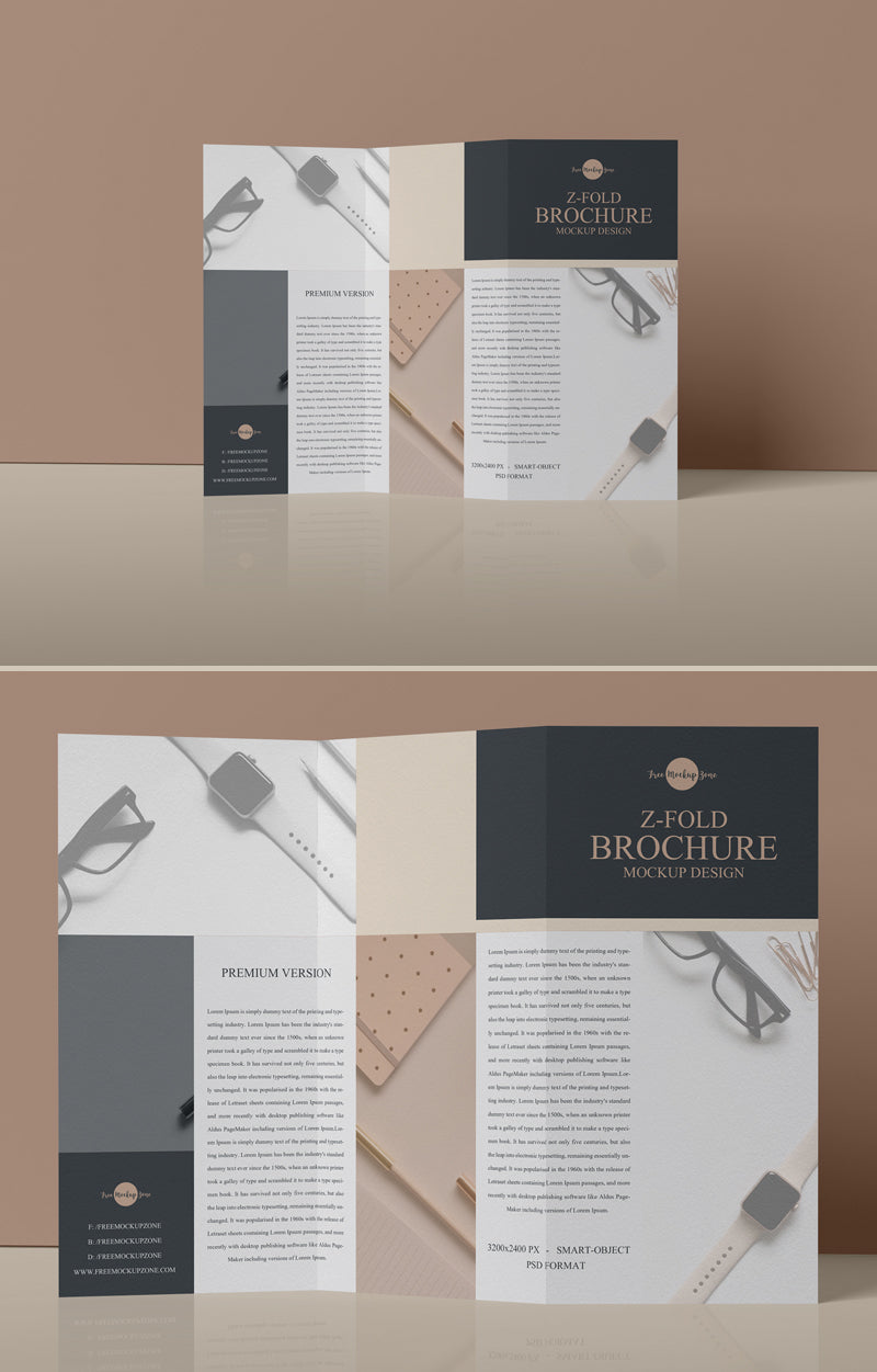 Free Z-Fold Brochure Mockup Psd Design 2019